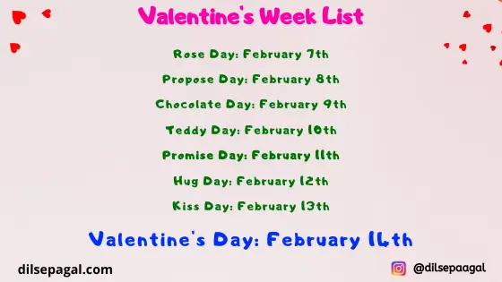 Valentine day days
